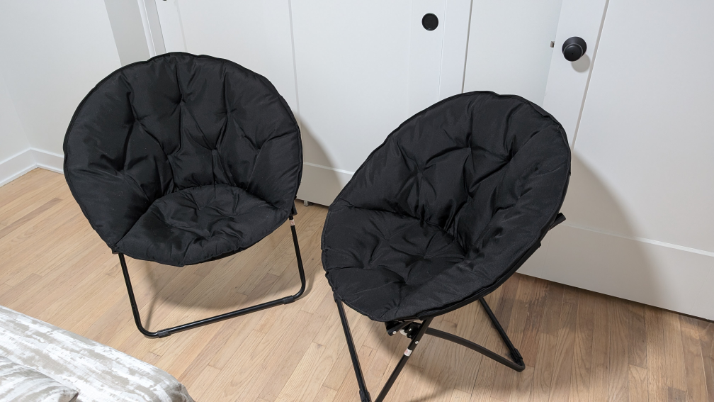 Set of 2 Black Folding Chairs - photo 2