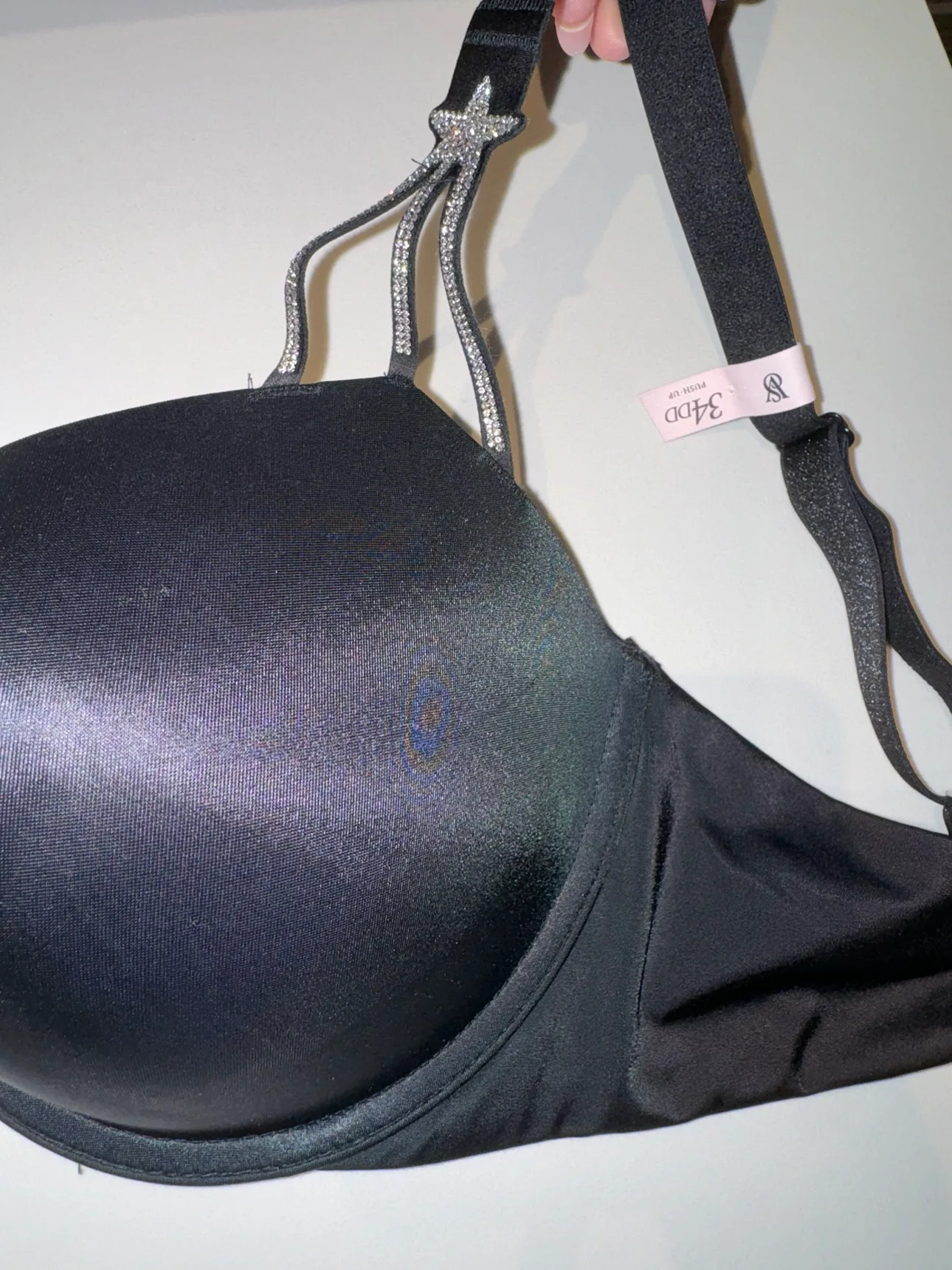Victoria's Secret Black Bra with Rhinestone Straps image indicator(3)