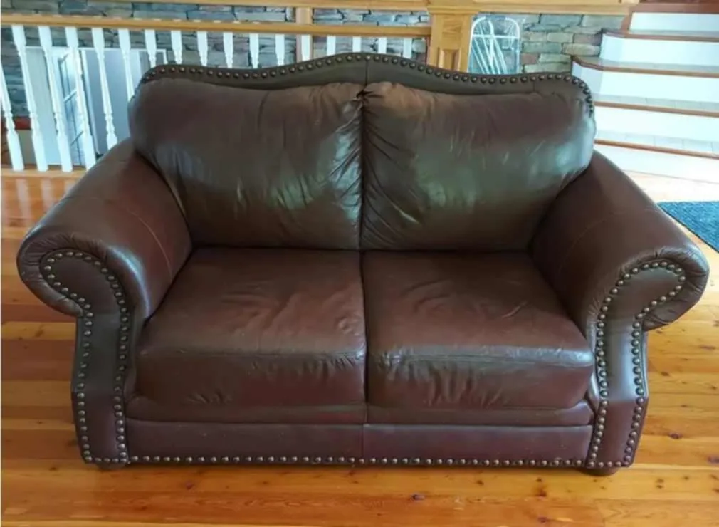 Brown Leather Love Seat thumbnail
