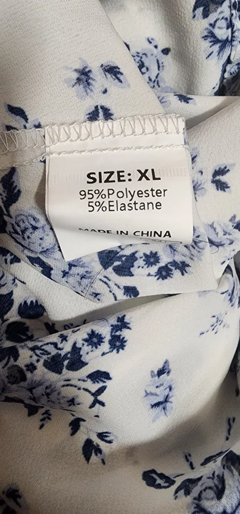 White Floral Dress with Blue Flowers - Size XL  #ThriftyPicks image indicator(2)