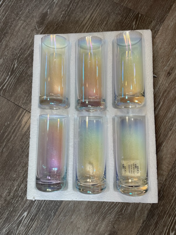 Set of 6  Iridescent Glass Tumblers