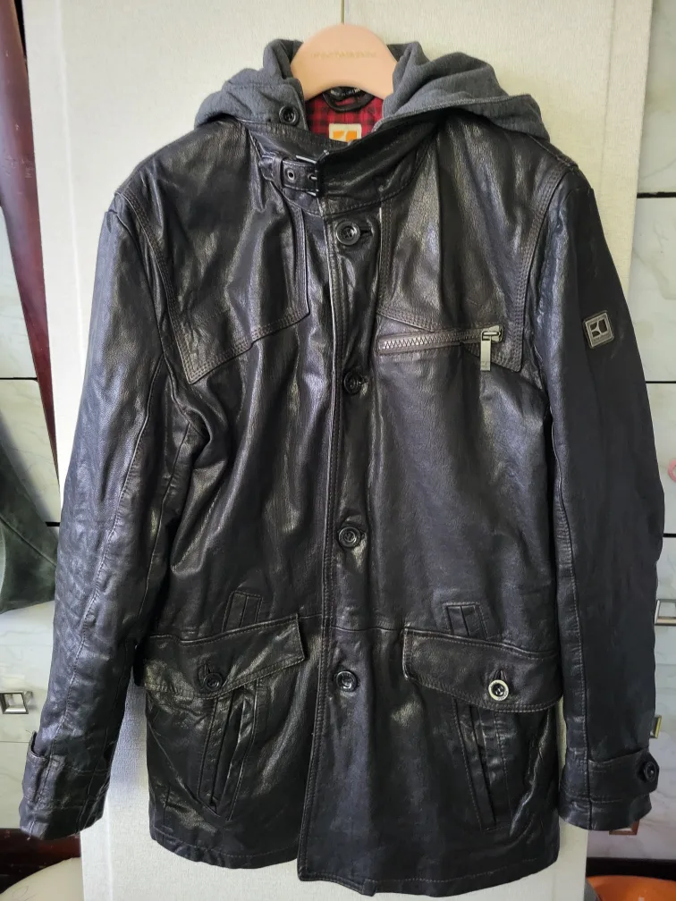 Hugo Boss Genuine Leather Jacket with Hood image indicator(3)