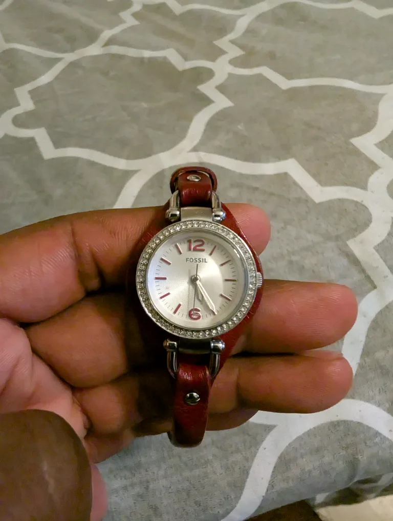 Fossil Women's Watch with Red Leather Band 8mm thumbnail