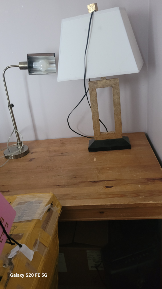 Gold  Table Lamp with corner table