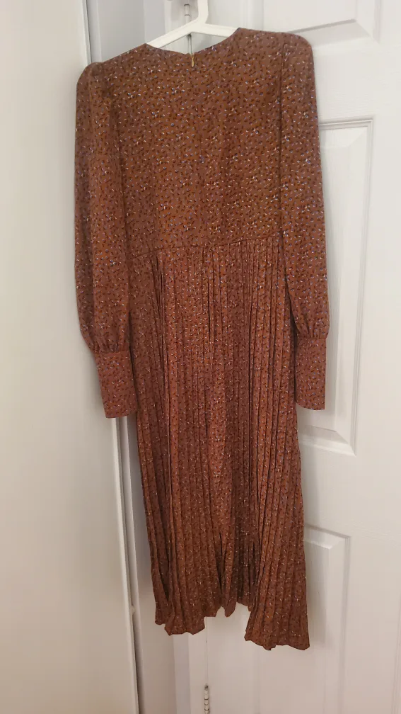 Brown Floral Long Sleeve Midi Dress image indicator(2)