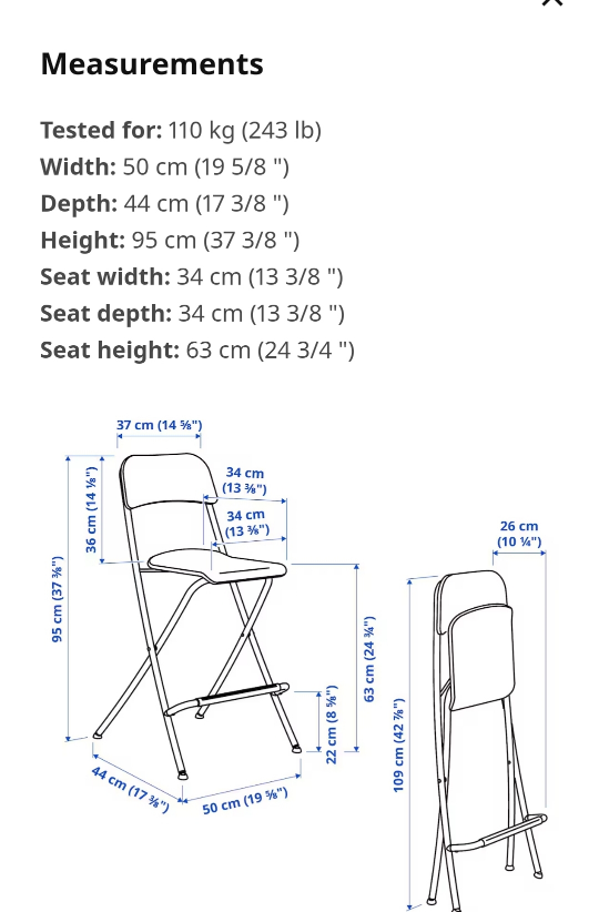 4 or 2 pairs IKEA Franklin Black Folding Bar Stools - photo 4