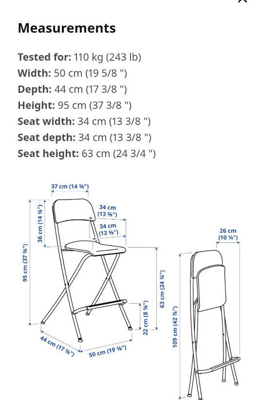 4 or 2 pairs IKEA Franklin Black Folding Bar Stools image indicator(4)
