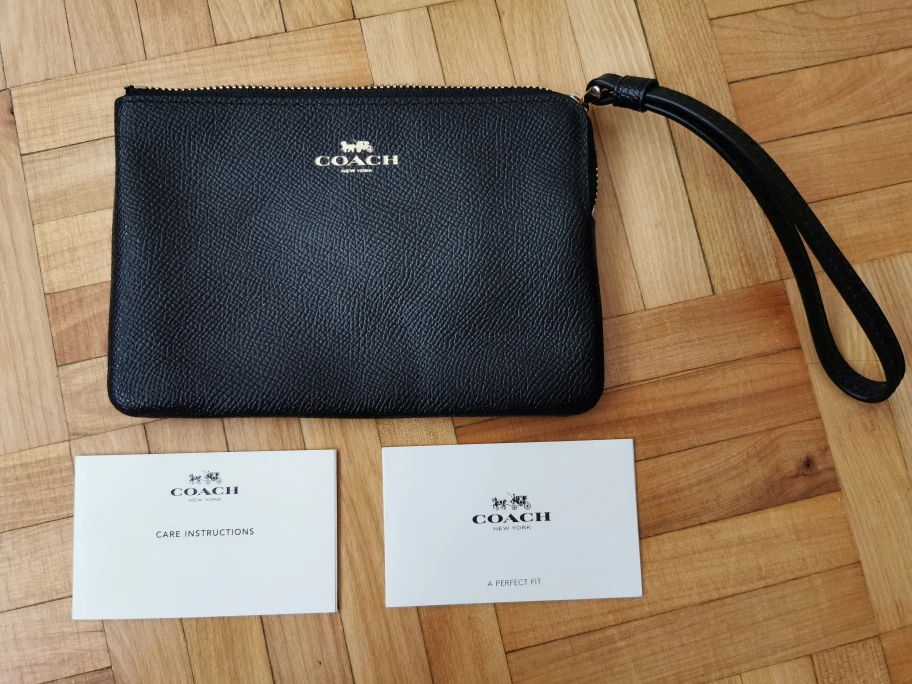 Coach Black Leather Wristlet
