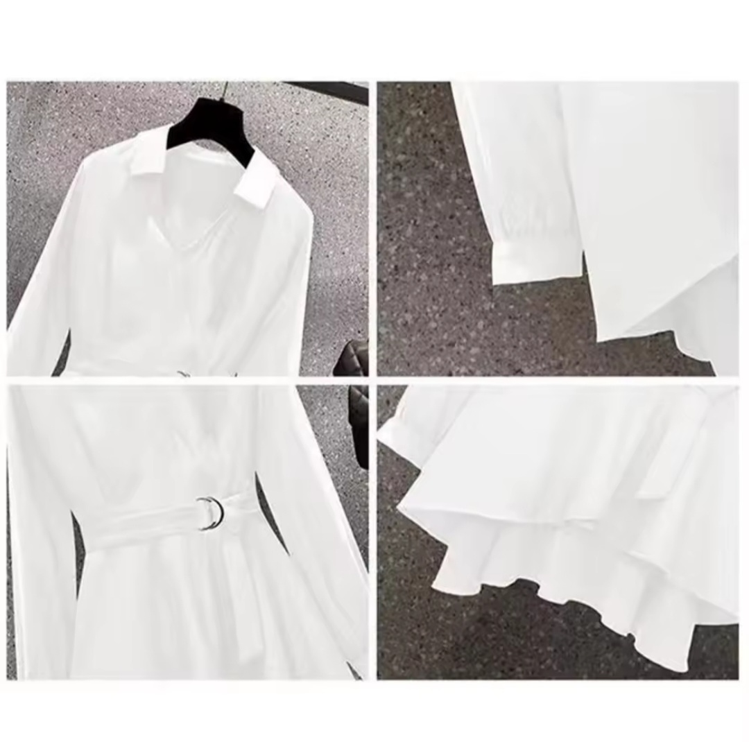 Women shirt dress Lapel V Neck Women Formal Clothing - photo 3