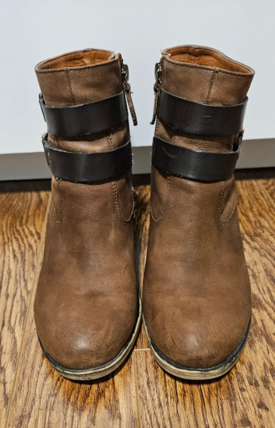 Franco Sarto Brown Ankle Boots with Buckle