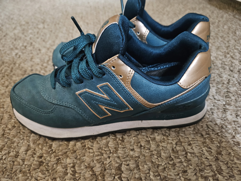 New Balance 574 Teal and Gold Suede limited edition