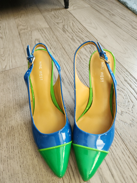 Nine West Blue and Green Slingback Heels #ThriftyPicks