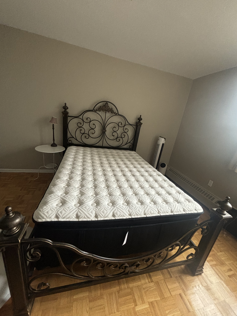 Queen Size Metal Bed Frame and metress - photo 2