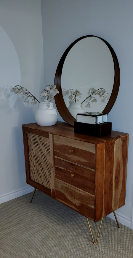 Wood And Cane Cabinet With 1 Door + 3 drawers - photo 4