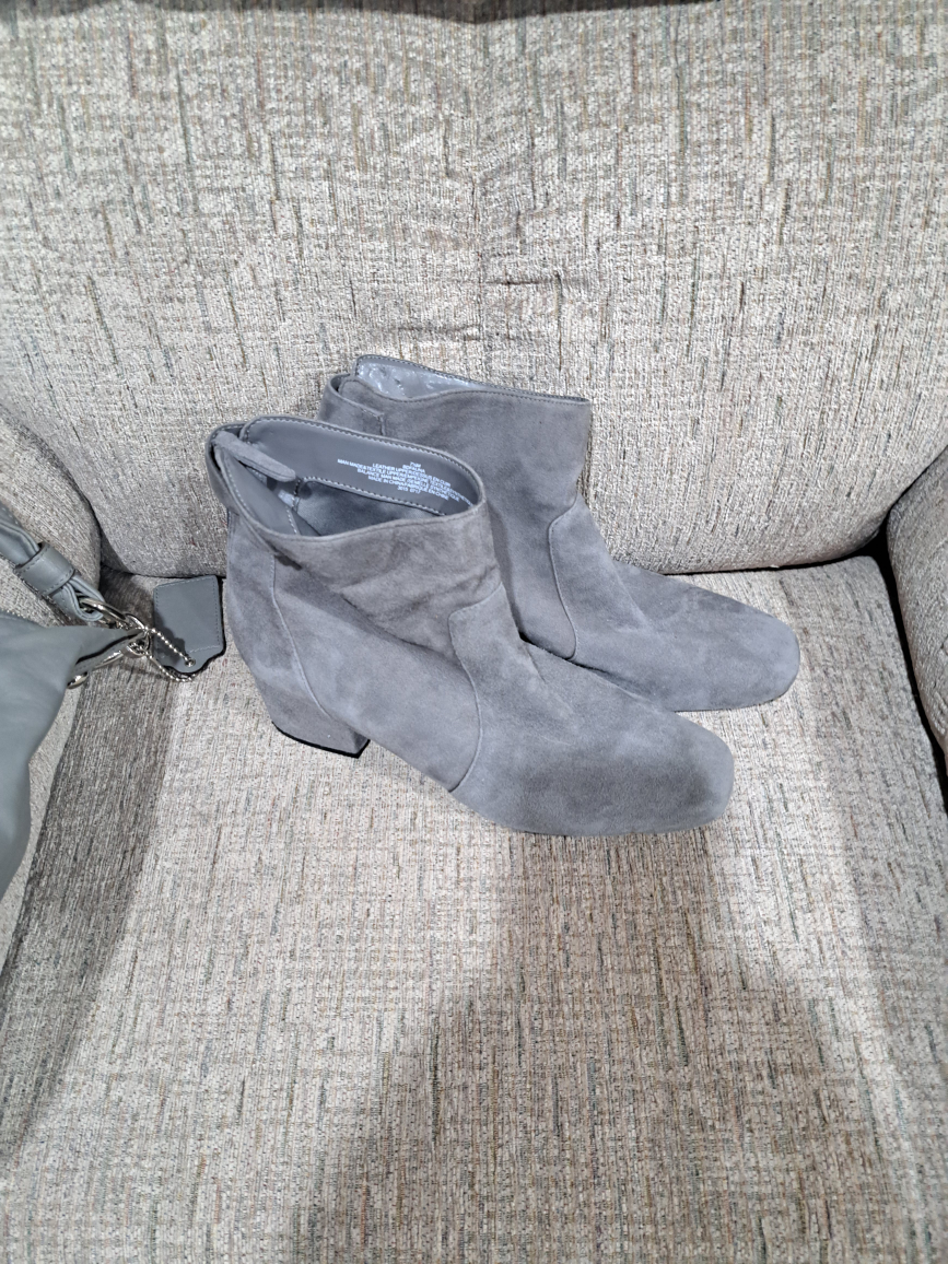 Grey Suede Ankle Boots - photo 2