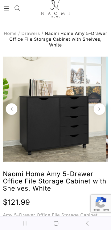 Black Naomi Home Amy 5-Drawer Office File Storage