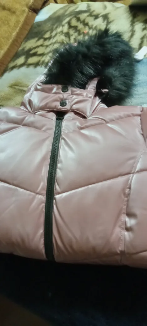 Justice Pink Puffer Jacket with Faux Fur Hood image indicator(6)