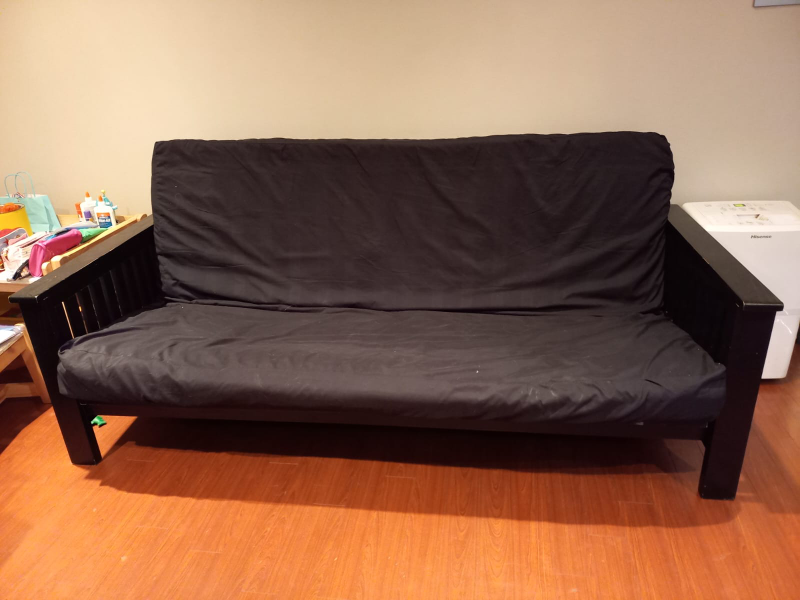 Black Futon sofa bed wood frame - photo 3