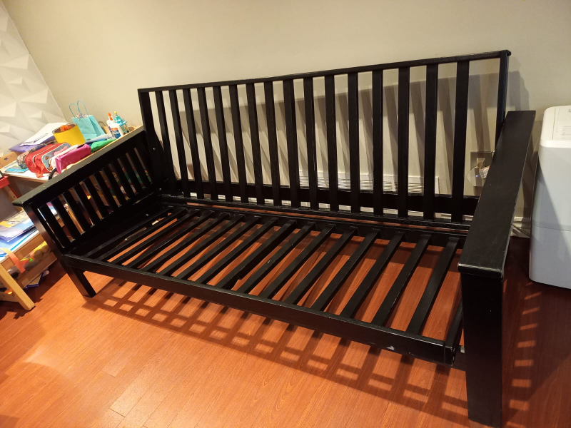 Black Futon sofa bed wood frame - photo 4
