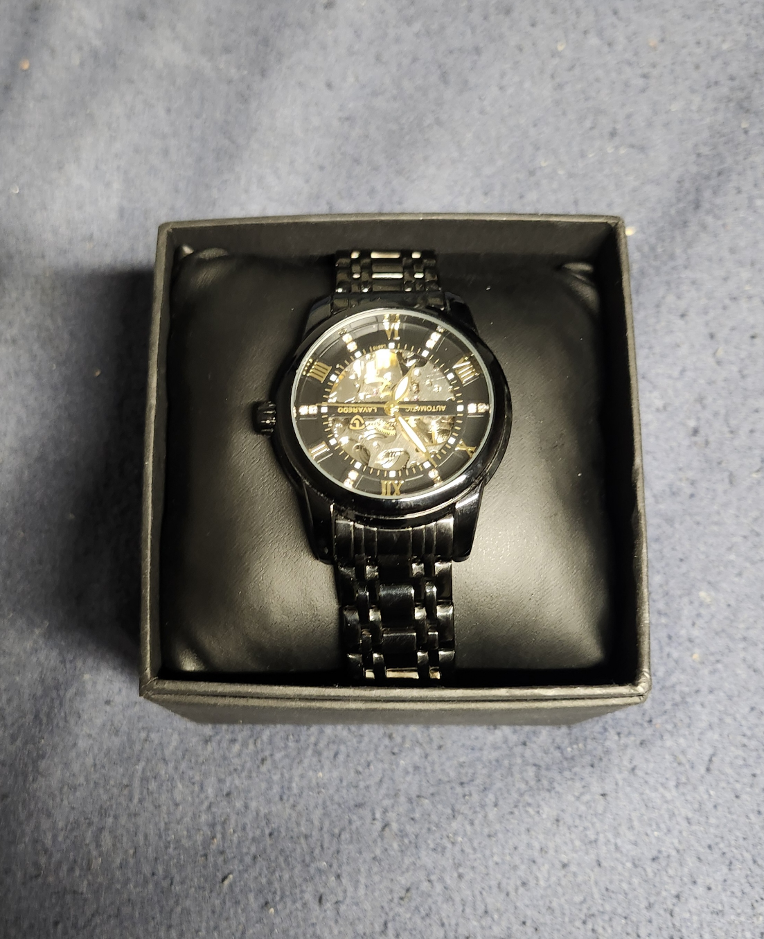 Automatic Skeleton Watch with Black Band