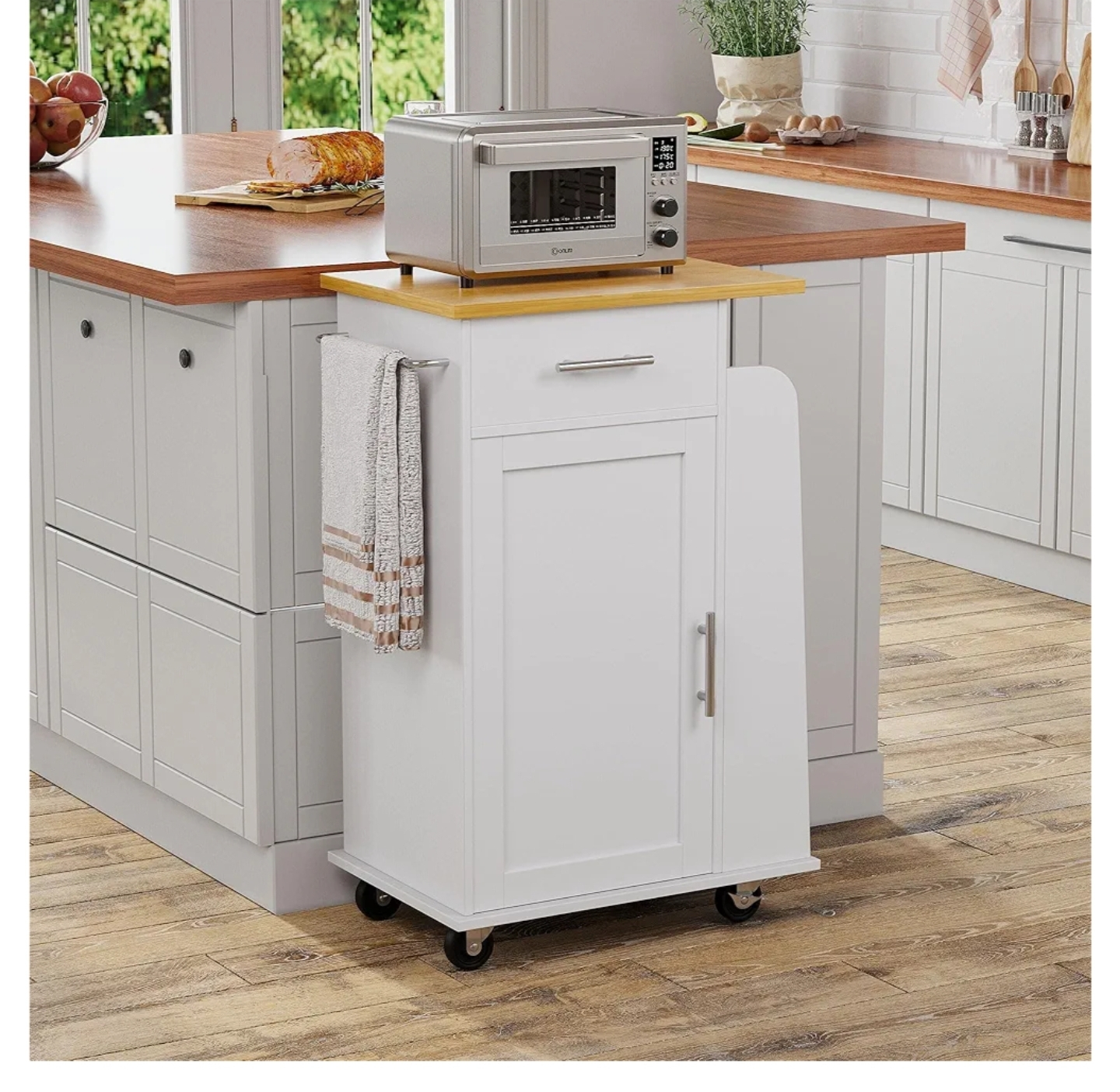 White Kitchen Trolley with Storage - photo 3