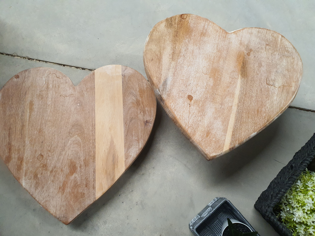 2 heart shaped charcuterie boards