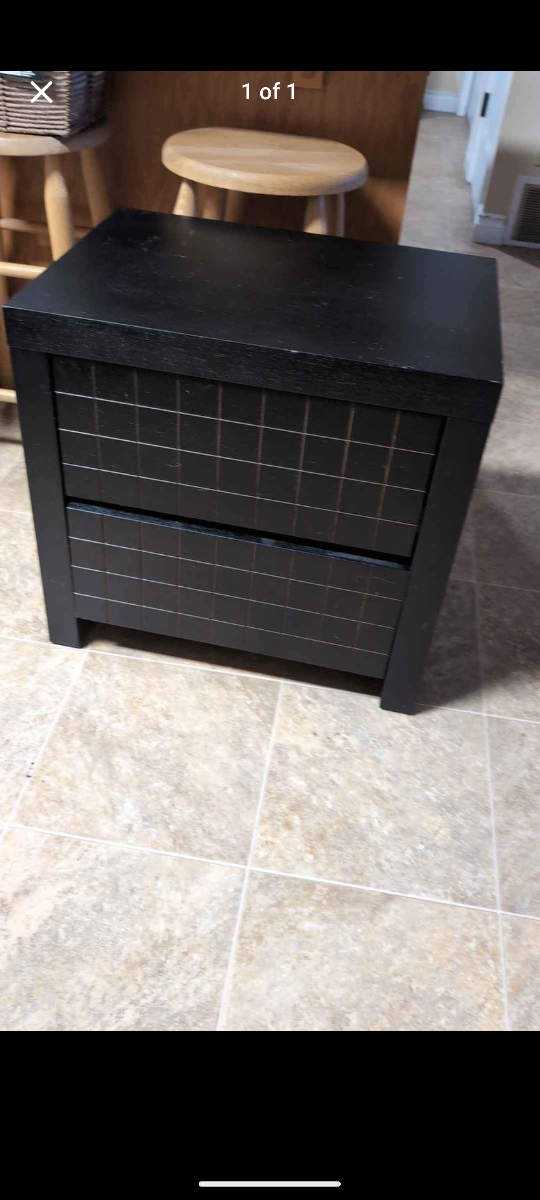 Black Nightstand with Two Drawers