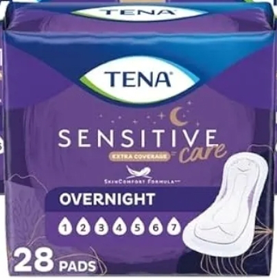 TENA SENSITIVE CARE OVERNIGHT PADS 28 COUNT