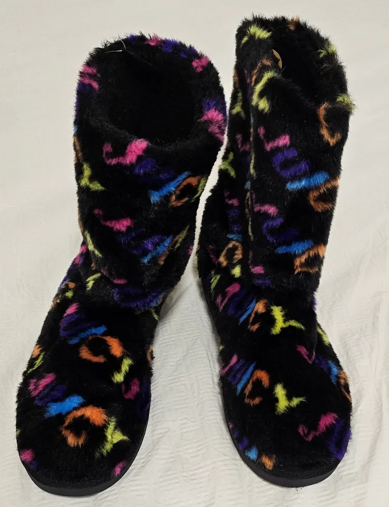 Juicy Couture Black Rainbow Letter Booties Size 7M image indicator(3)