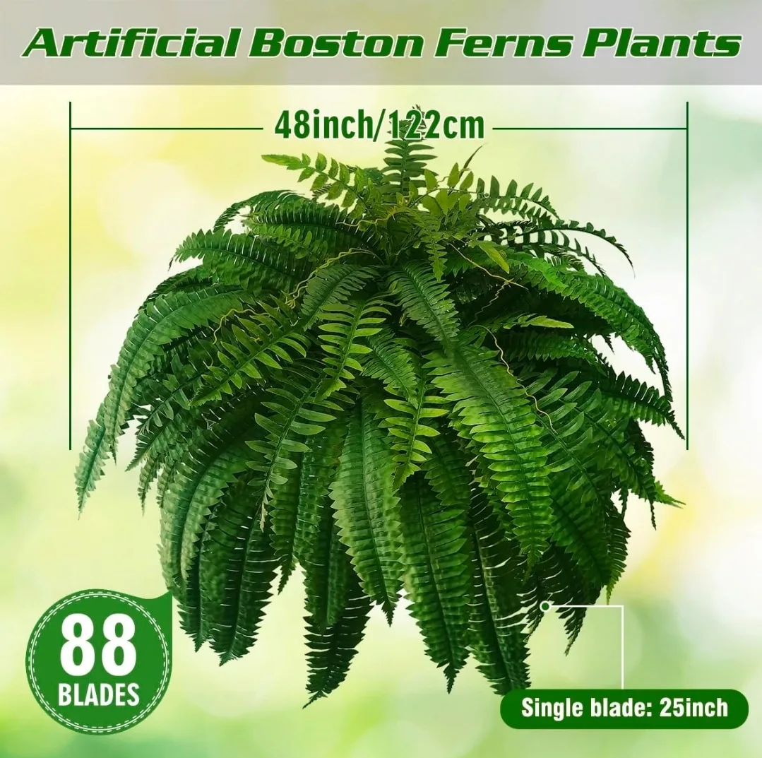 Artificial Boston Fern Plant 88 Branches image indicator(3)