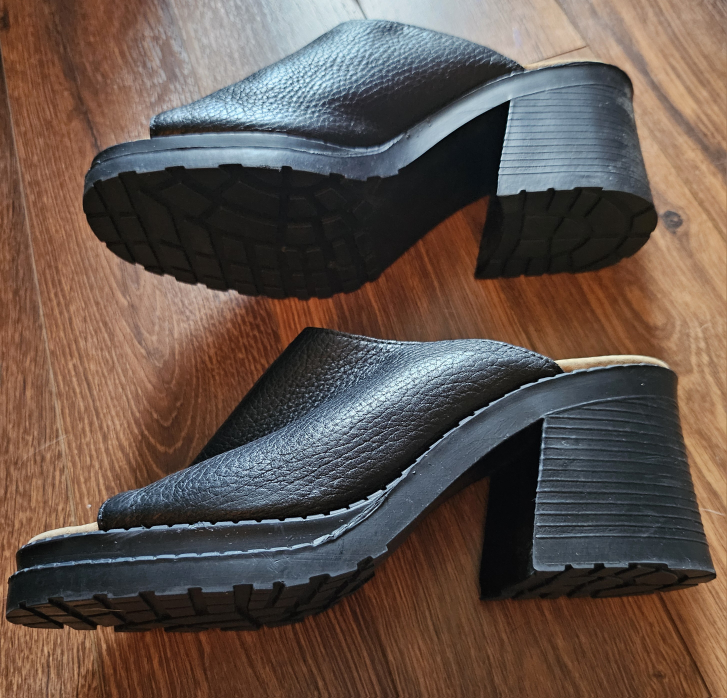 Ground Leather Women's Black Platform Slides - photo 5