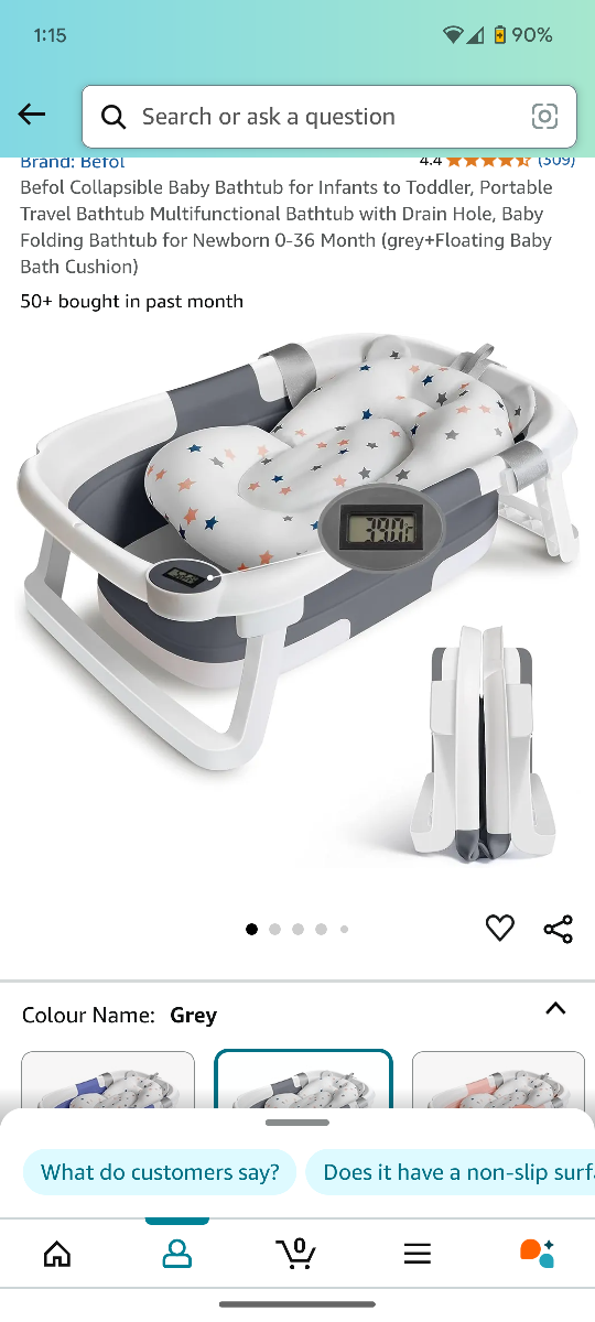 Befol Collapsible Baby Bathtub with Temperature Display