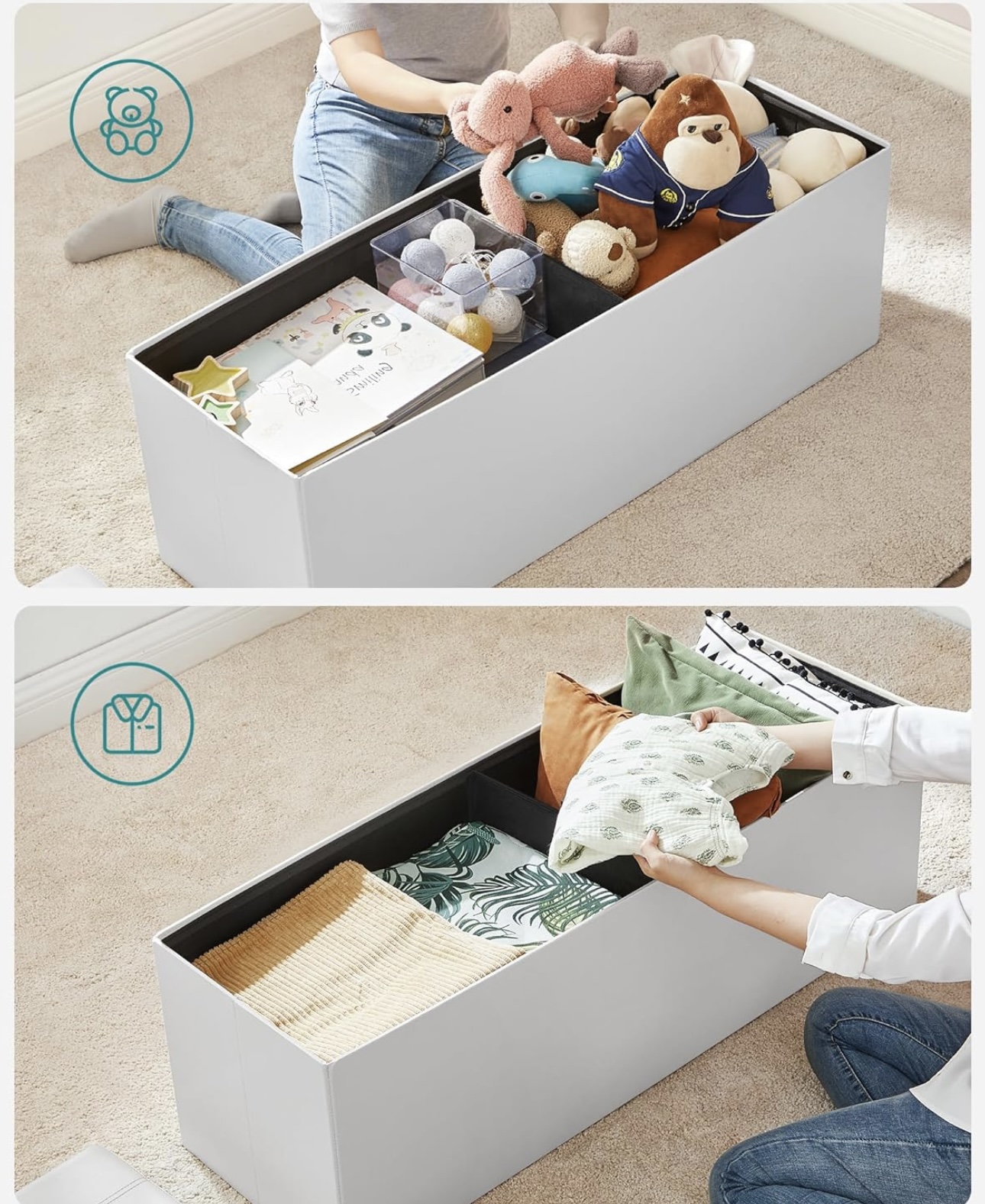 SONGMICS 43 Inches Folding Storage Ottoman Bench - photo 4