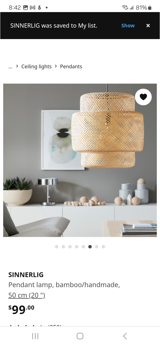 NEW. IKEA SINNERLIG Pendant Light. price in store 60 DOLLARS