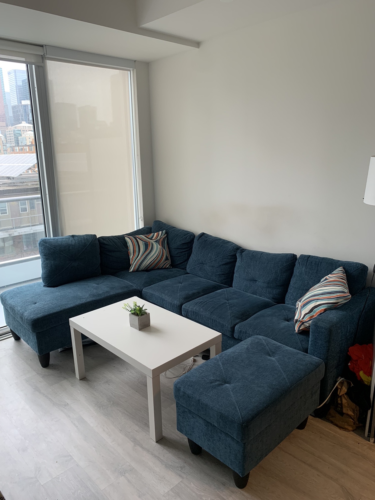 3  - Piece L Shaped Couch/Sofa with Ottoman & 2 Toss Pillows