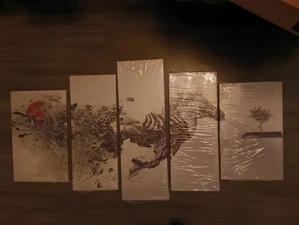 5-Piece abstract Canvas Wall Art Zebra image indicator(2)