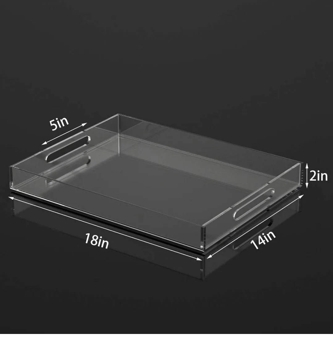 Large Clear Acrylic Serving Tray with Handles 14 x 18 in image indicator(3)