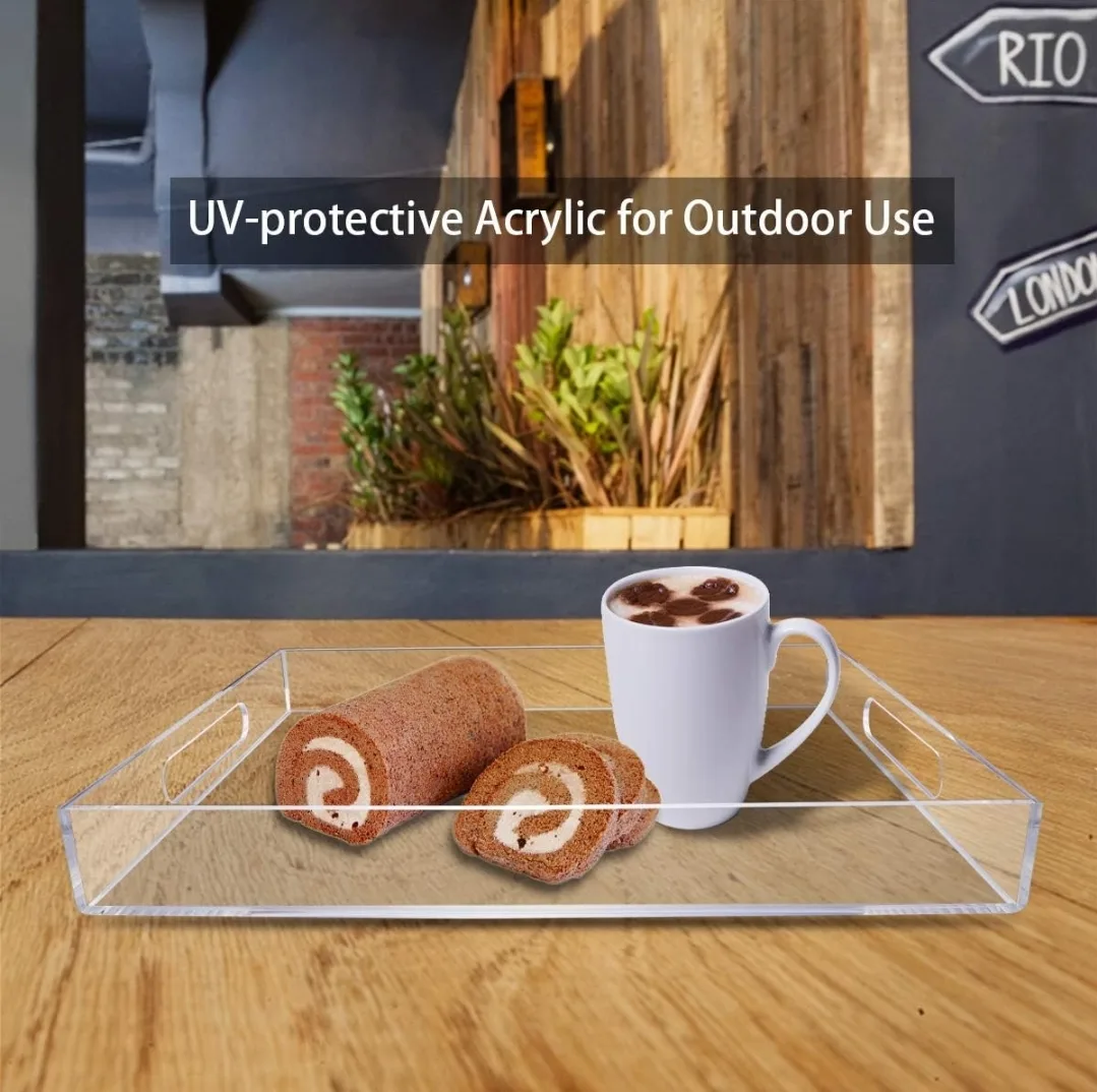 Large Clear Acrylic Serving Tray with Handles 14 x 18 in image indicator(5)