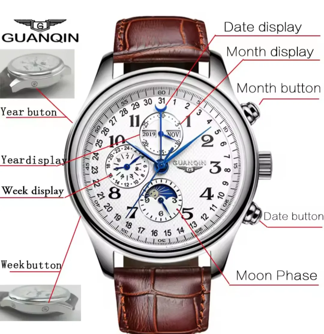 Guanqin Men's Automatic Watch image indicator(6)