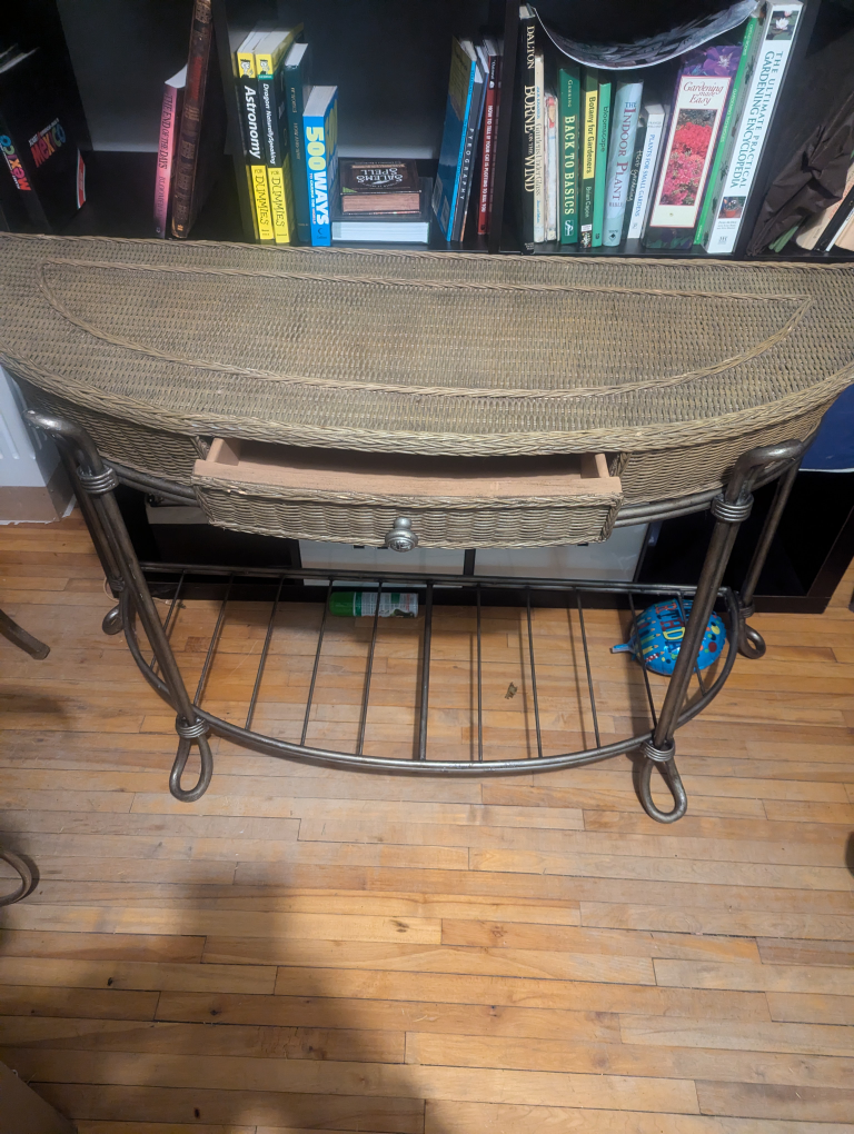 Wicker Console Table with Drawer # freecycle