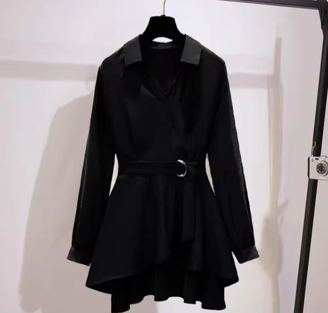 Women shirt dress Lapel V Neck Women Formal Clothing