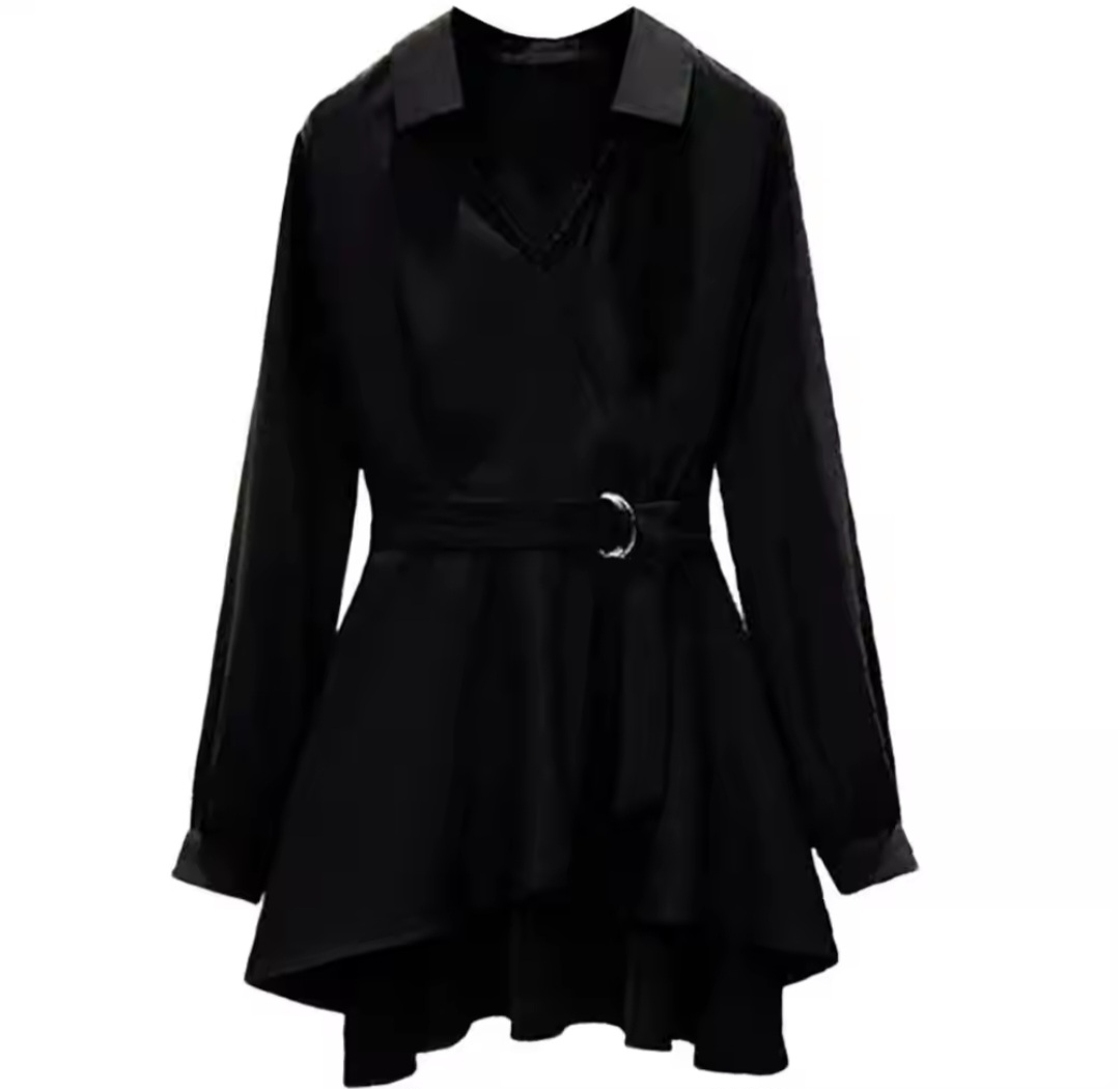 Women shirt dress Lapel V Neck Women Formal Clothing - photo 2