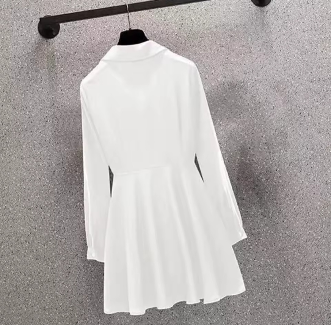 Women shirt dress Lapel V Neck Women Formal Clothing - photo 4