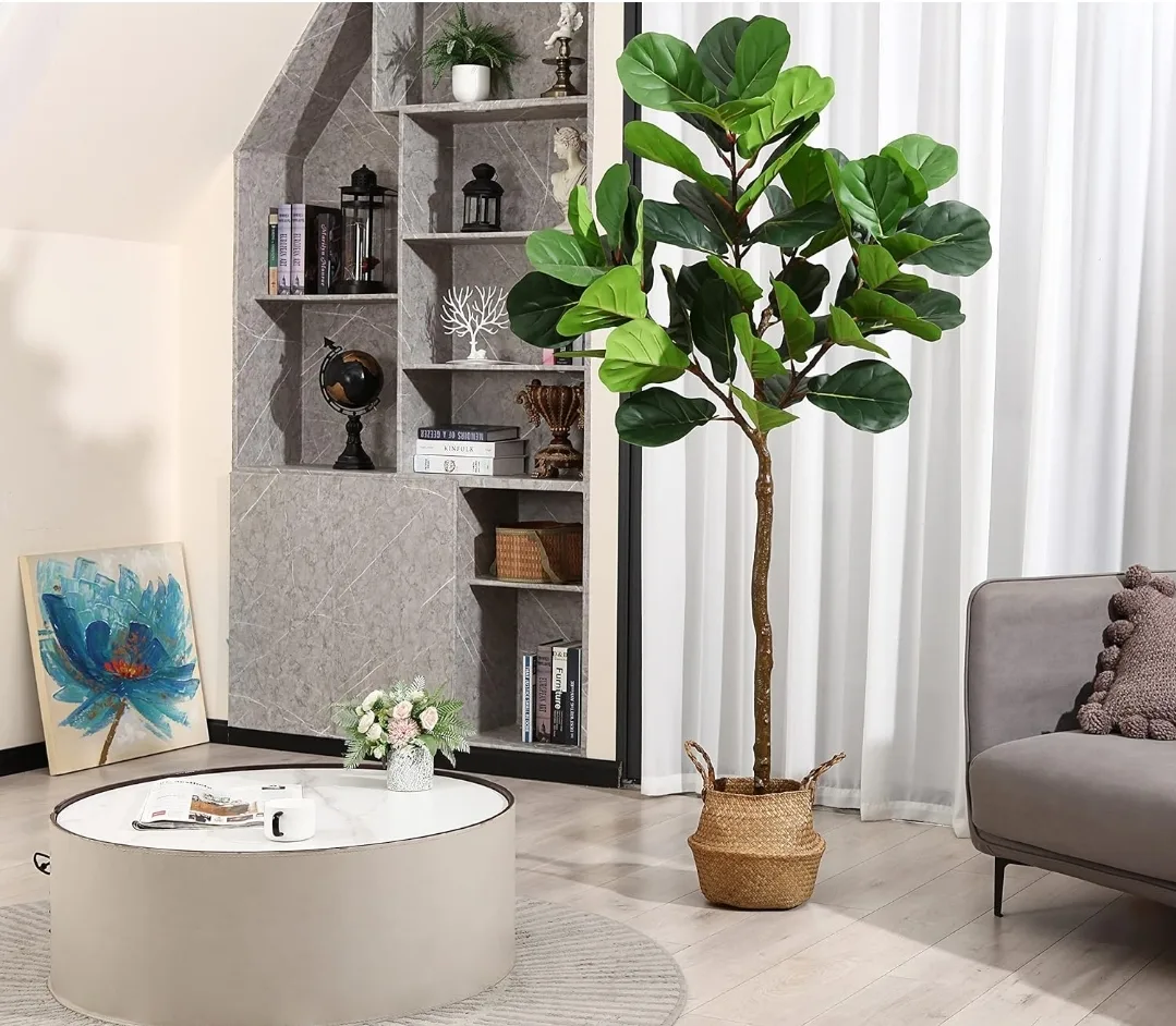 6Ft Artificial Fiddle Leaf Fig Tree in Basket image indicator(6)