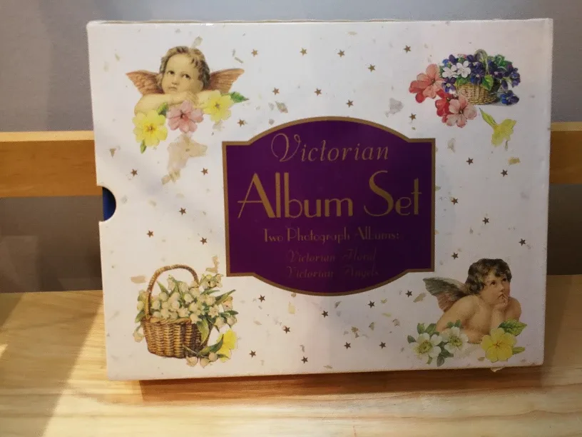 Vintage Victorian Photo Albums Book Set of 2 Floral & Angels image indicator(2)