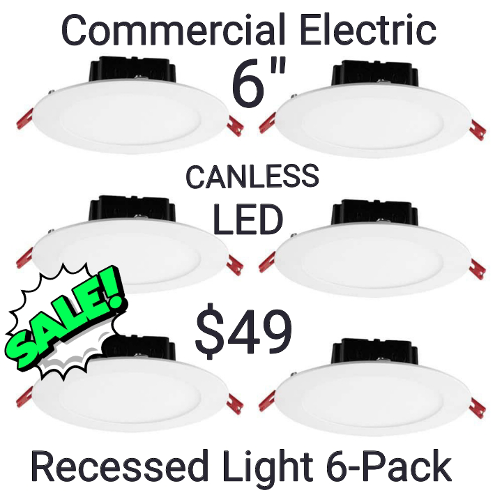 Commercial Electric 6" Canless LED Recessed Light 6-Pack