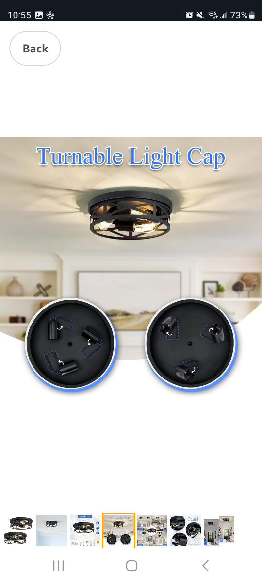 13 inch, matte black, 3-light, flush mount ceiling light fixture - photo 2