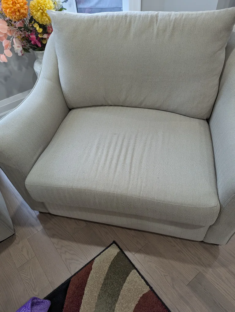 Sofa - grey colored three piece; includes 4 grey 2 red cushions image indicator(6)