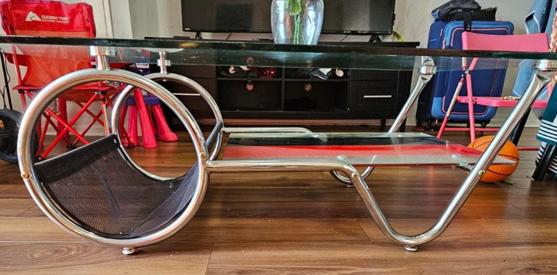 Glass Coffee Table with Metal Base - photo 2