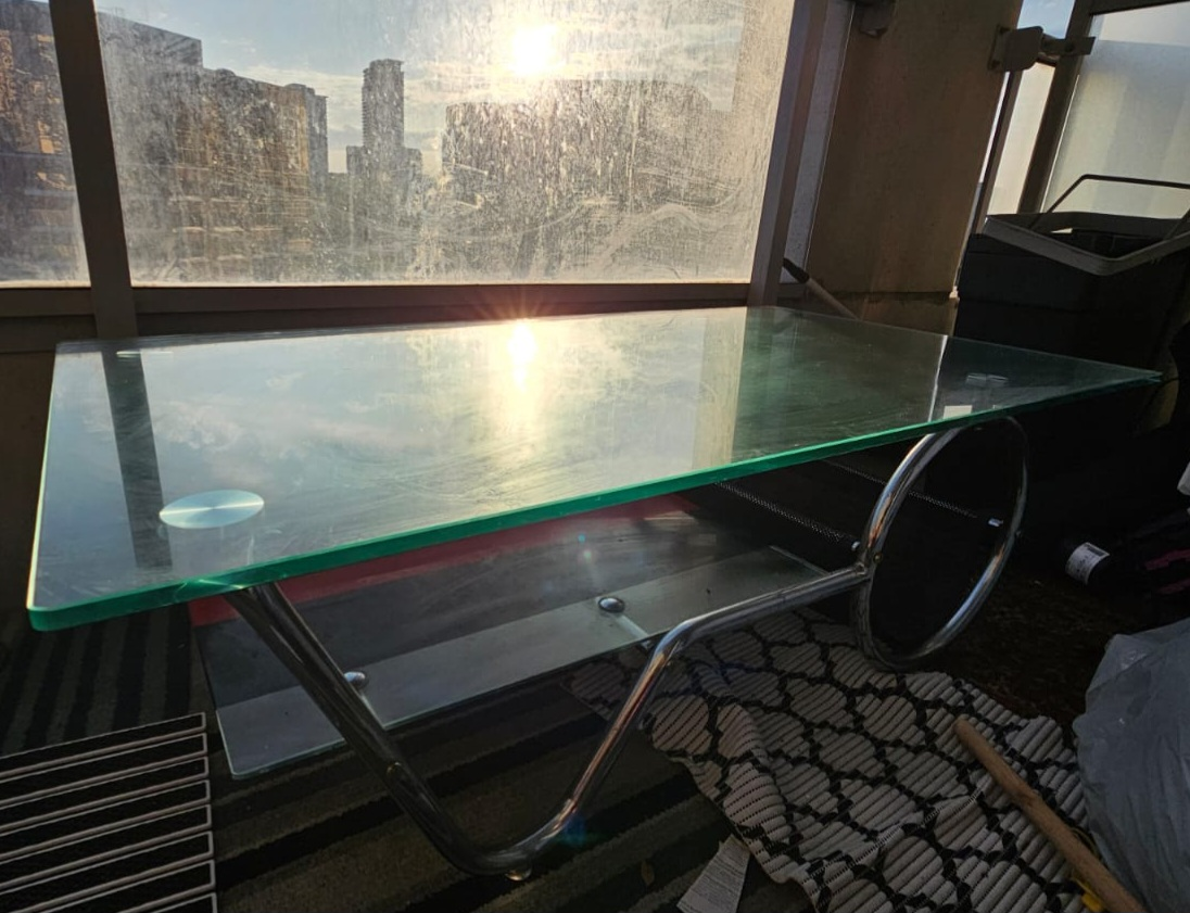 Glass Coffee Table with Metal Base - photo 3